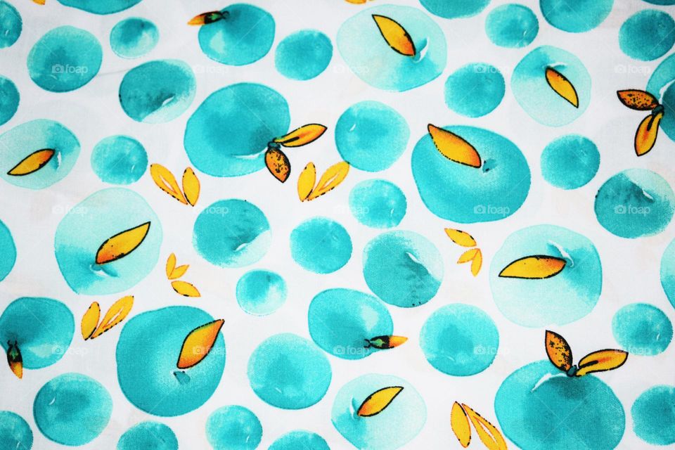 green apple white background fabric pattern