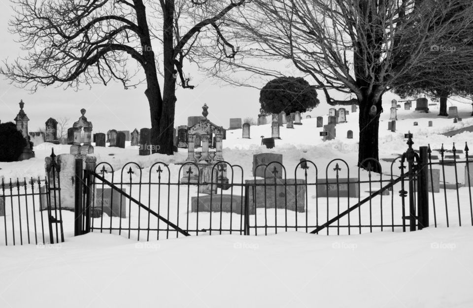 Old Cemetery in Snow Blanket 