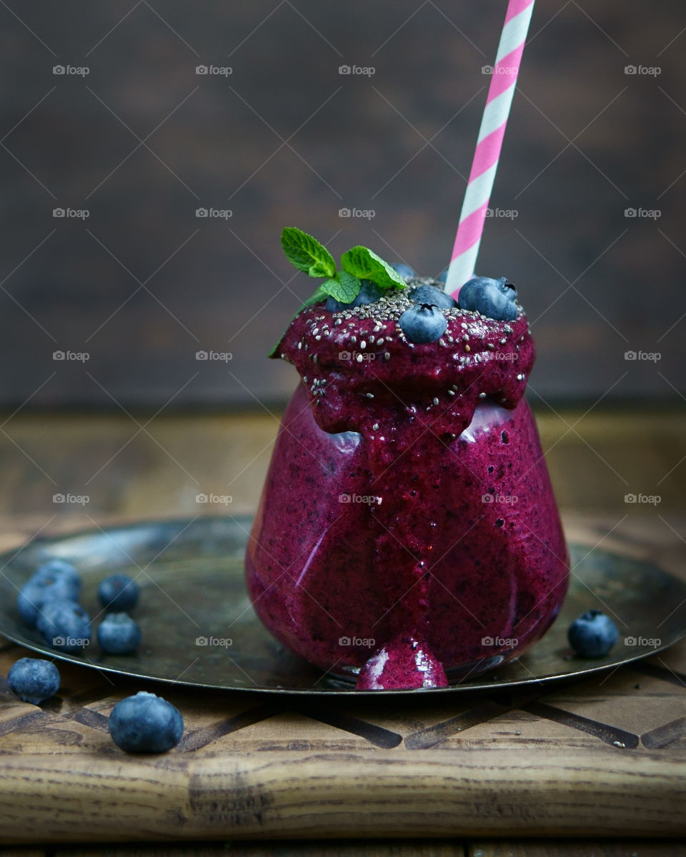 Berries smoothie on plate