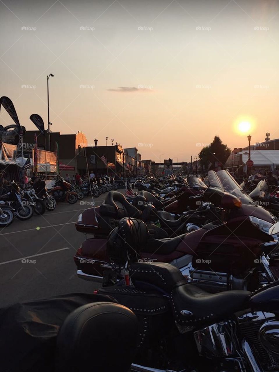 Sturgis bike week at sunset South Dakota 