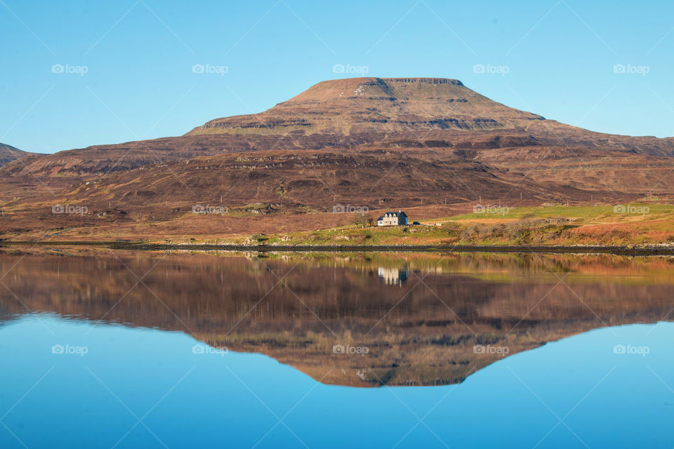 Scenic view of mountain and lake