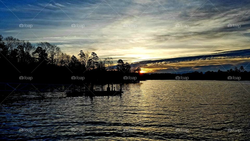 start of a new day.   sunrise on the lake.