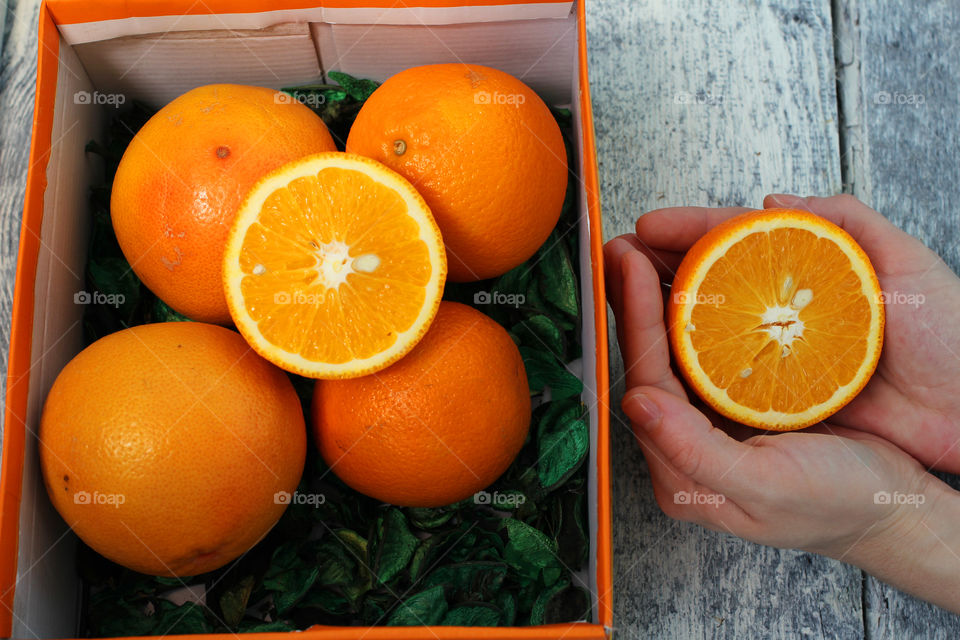 Orange, fruit, hands, Orange in hands, food, still life, abstraction