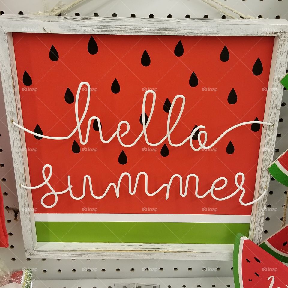 square watermelon summer sign