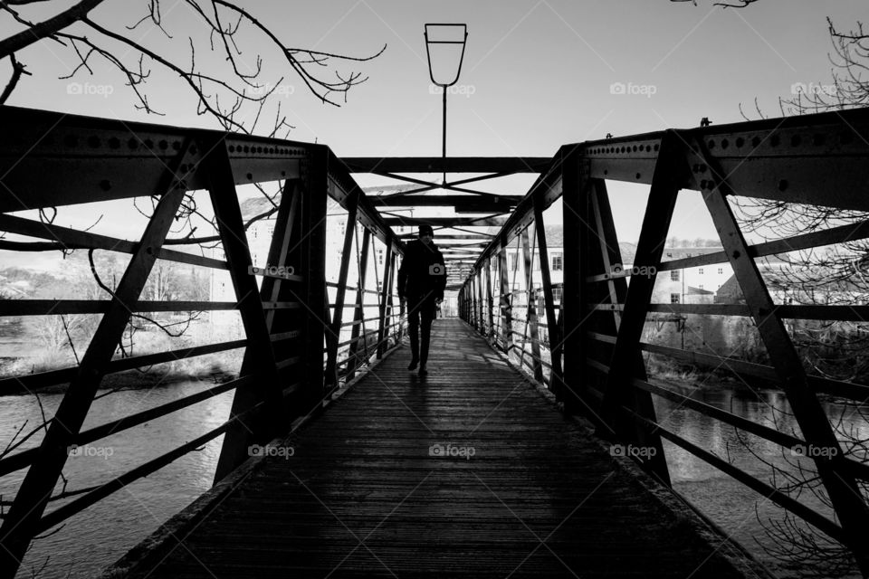 Over the bridge at Barnard Castle in B&W