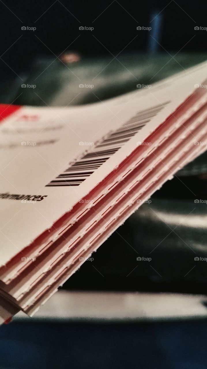 Stack of cinema tickets bought for a festival