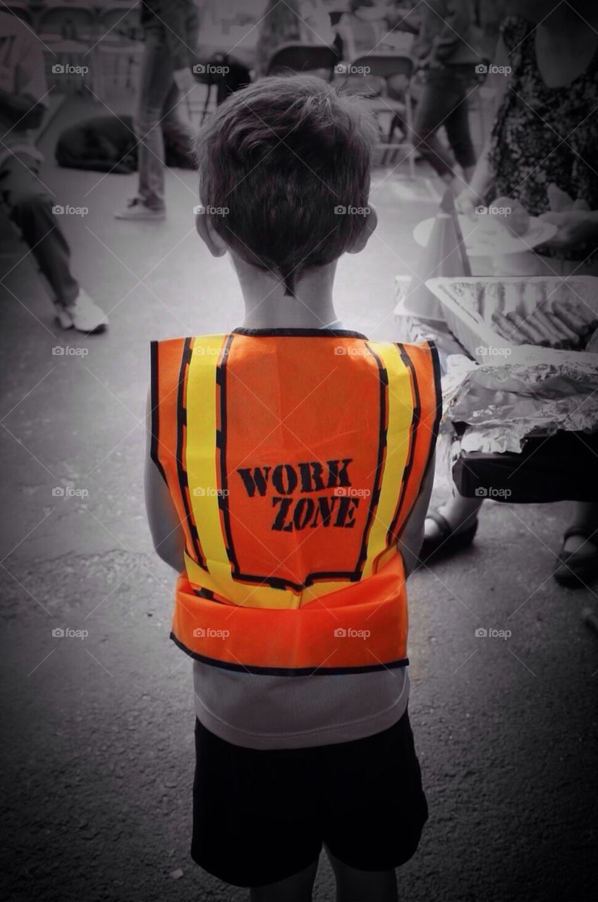 Boy in a Work Zone