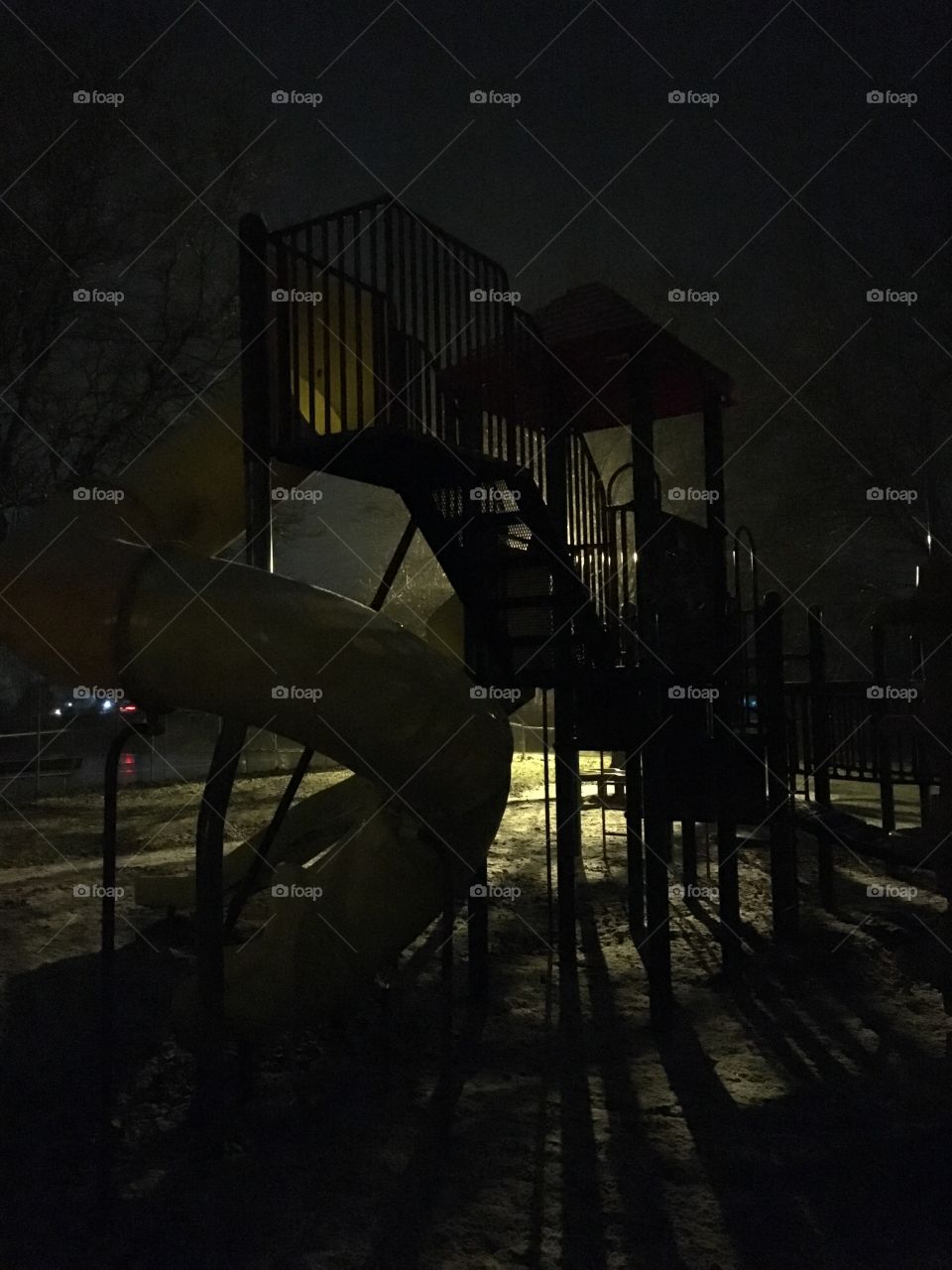 Playground at night