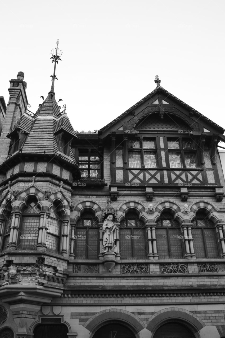 black and white architecture. English architecture