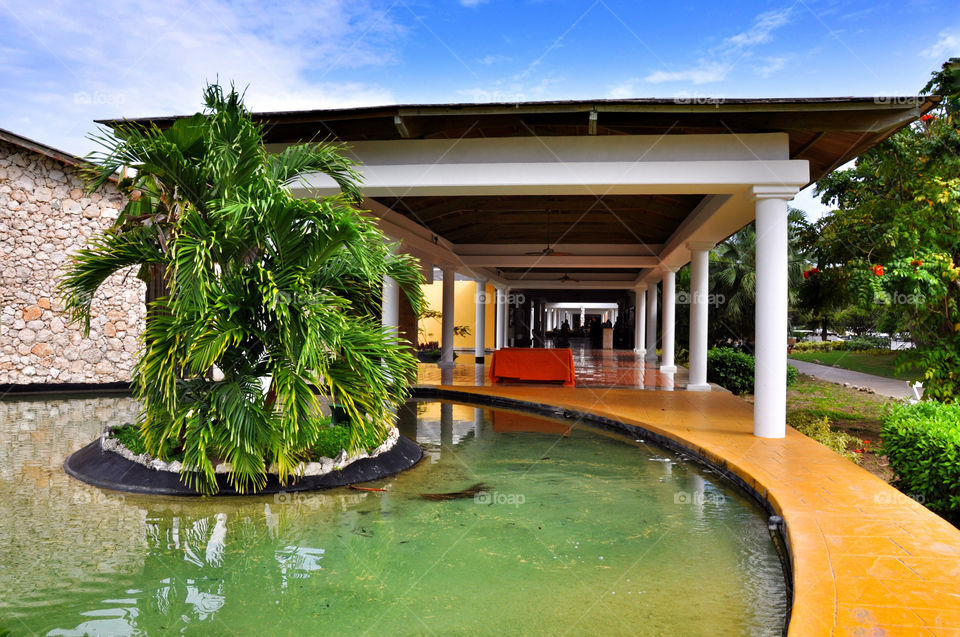 design in yellow color. the hotel territory in Dominican Republic