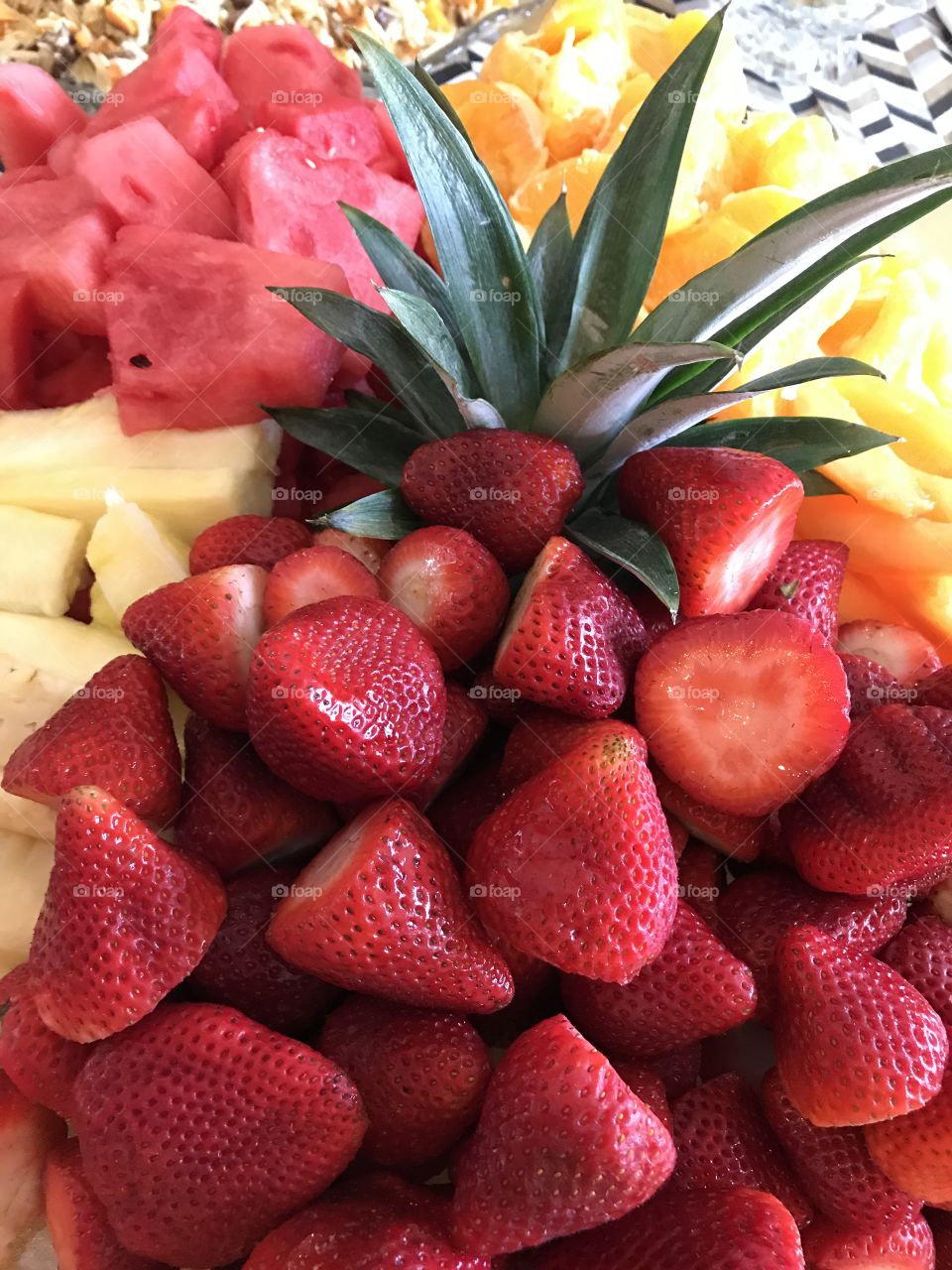 Fruit tray featuring delicious strawberries 