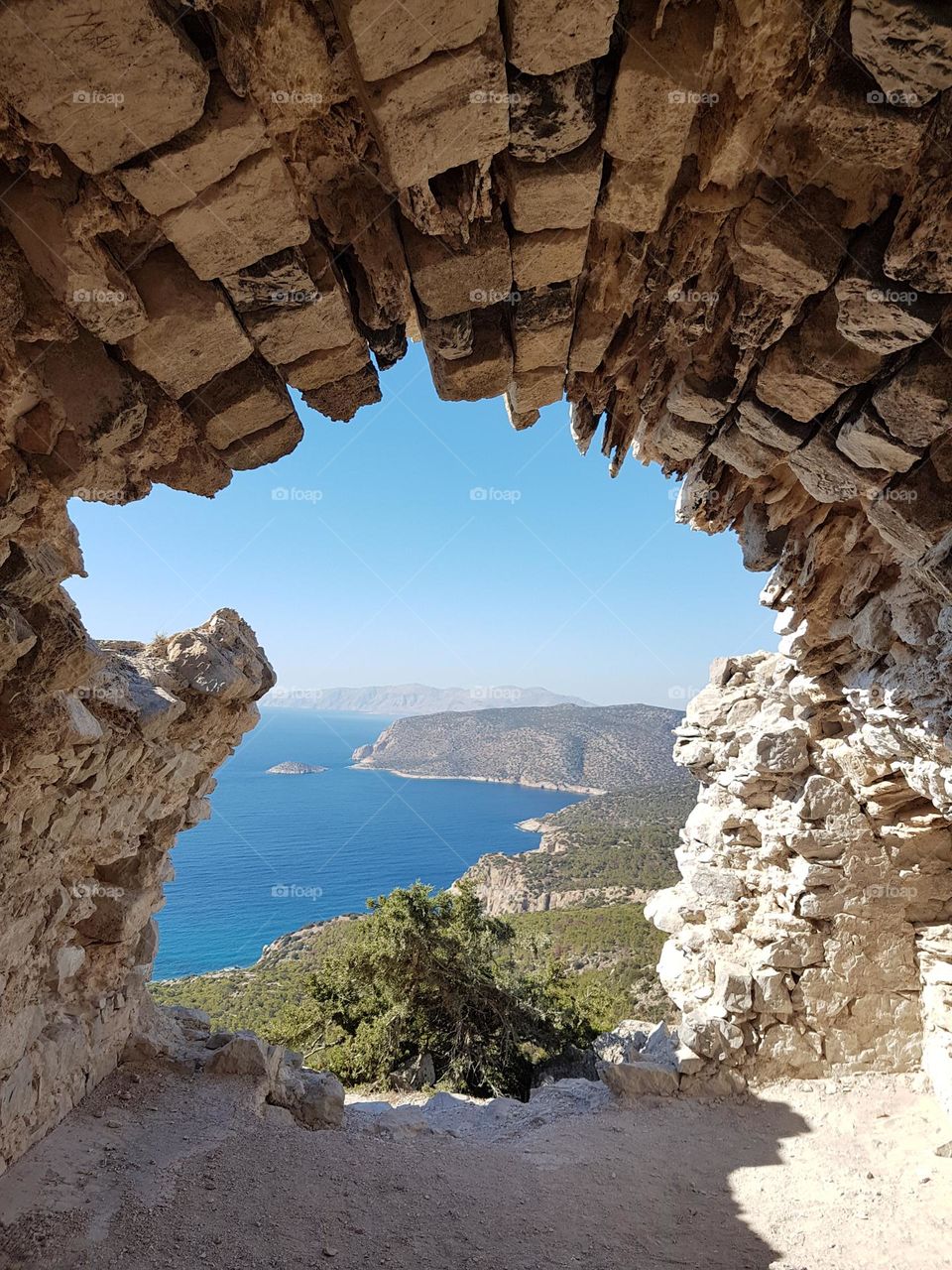 Cave overlooking Mediterranean Sea