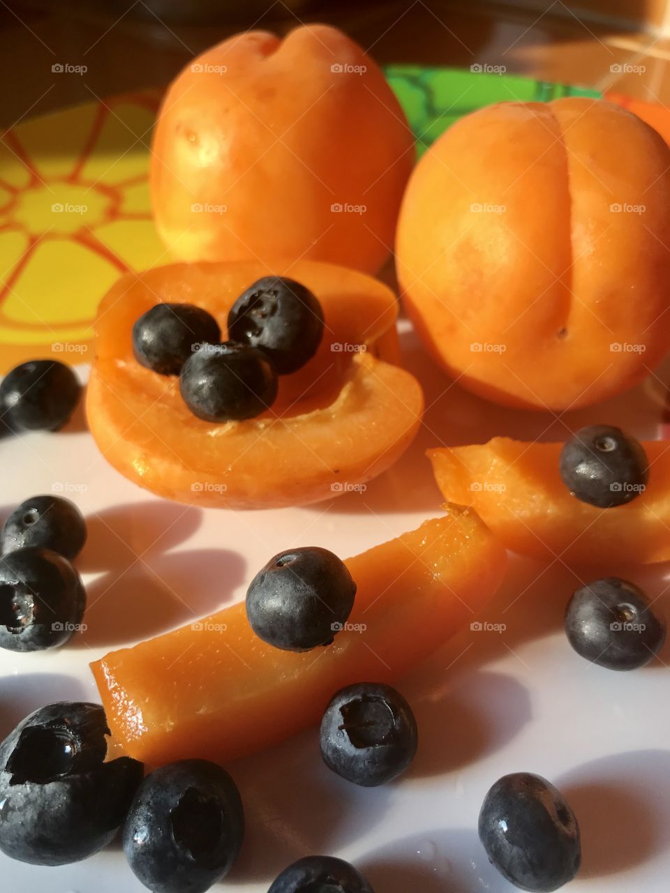 Yummy Apricots and blueberries 