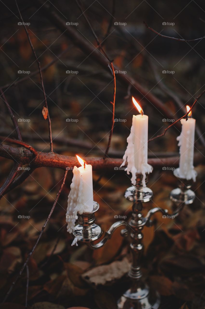 Close-up of illuminated candle