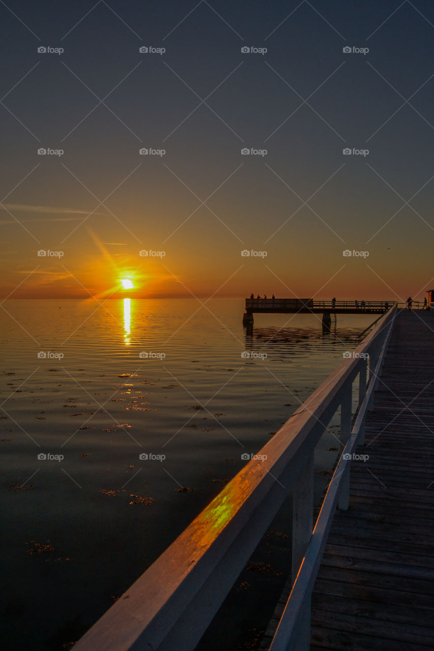 Sunset over Ribban beach in Malmö Sweden.