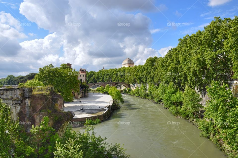 Tiber River in Rome in Italy