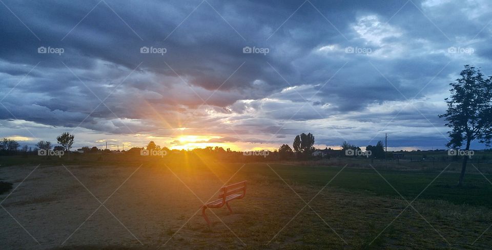 cloudy bench