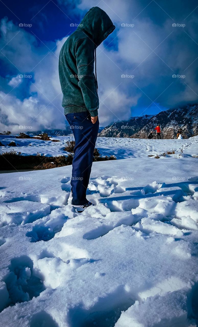 snow view of mountains and winner