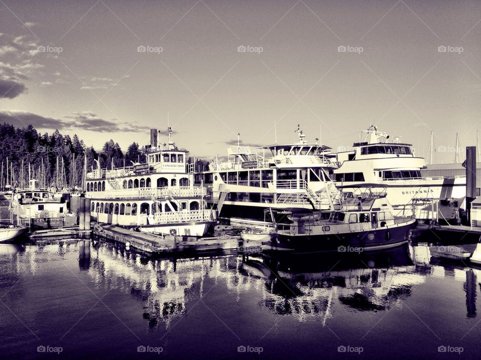 Boat mirror in sepia