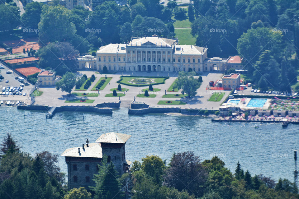 Falchetto and Villa Olmo from the Lighthouse - Como, Lombardy, Italy.