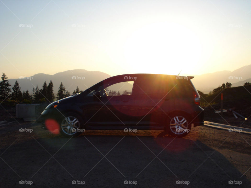 sky car mountain sunset by stevesstudio