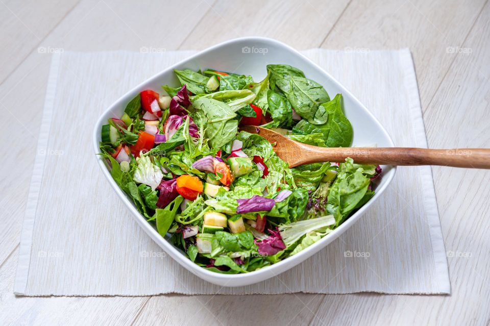 Healthy eating. Bowl of fresh vegetable salad.