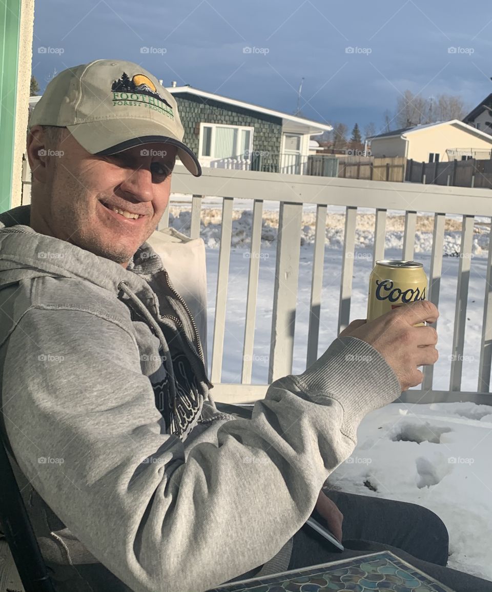 Beer on the deck in December 