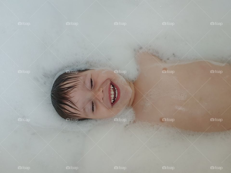 bubble baths are essential to a little boys happiness