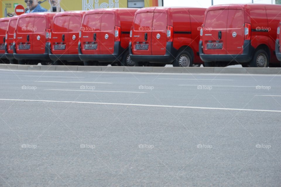 row of red cars