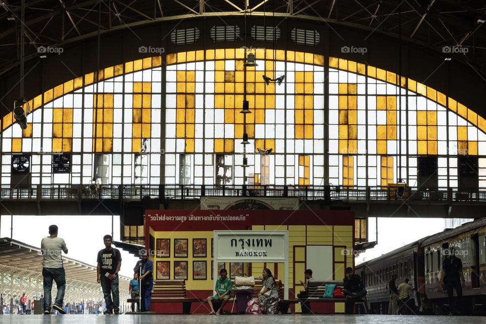 Bangkok/Thailand-Hua Lamphong Station is the central train station in Bangkok.It’s the one of Landmark to take photo with classic train and colorful mirror 