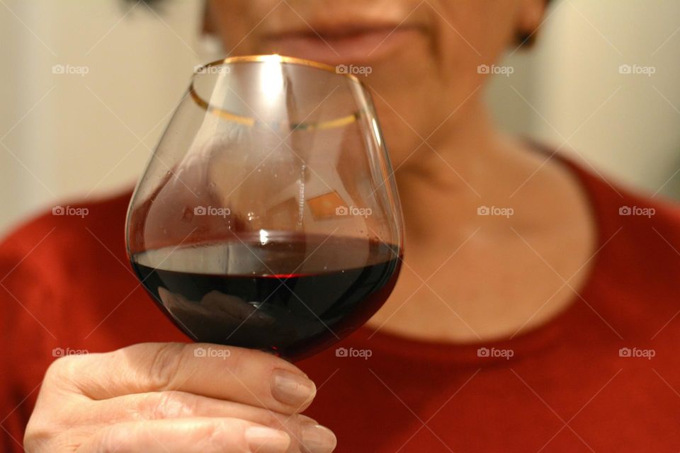 woman drinking red wine