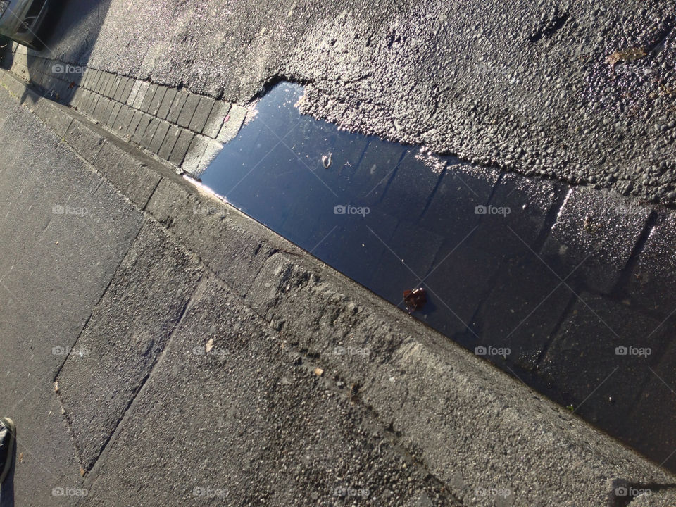 street sunny water puddle by lexlebeur