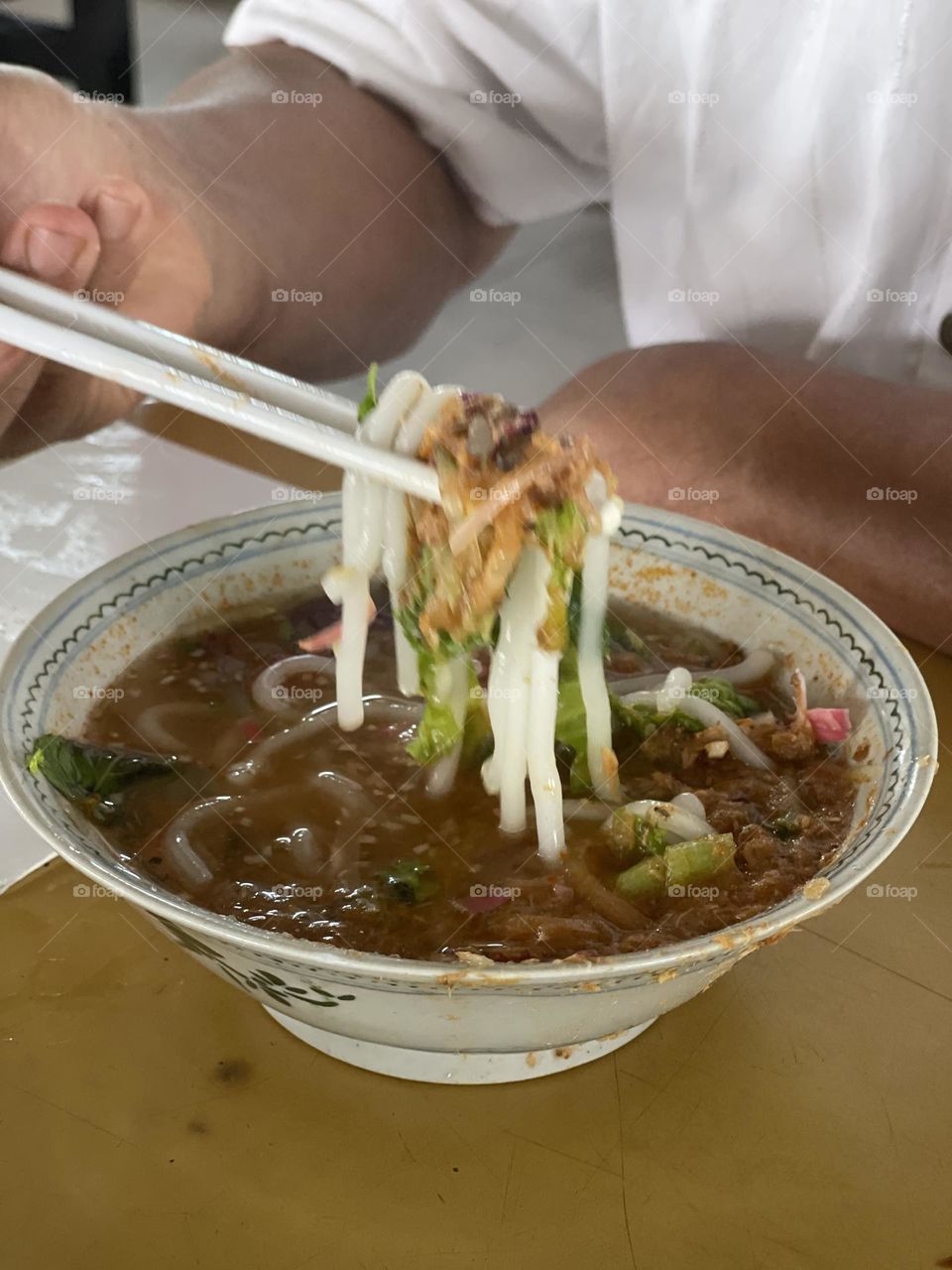 Chinese hot and sour noodle called Asam Laksa in Penang