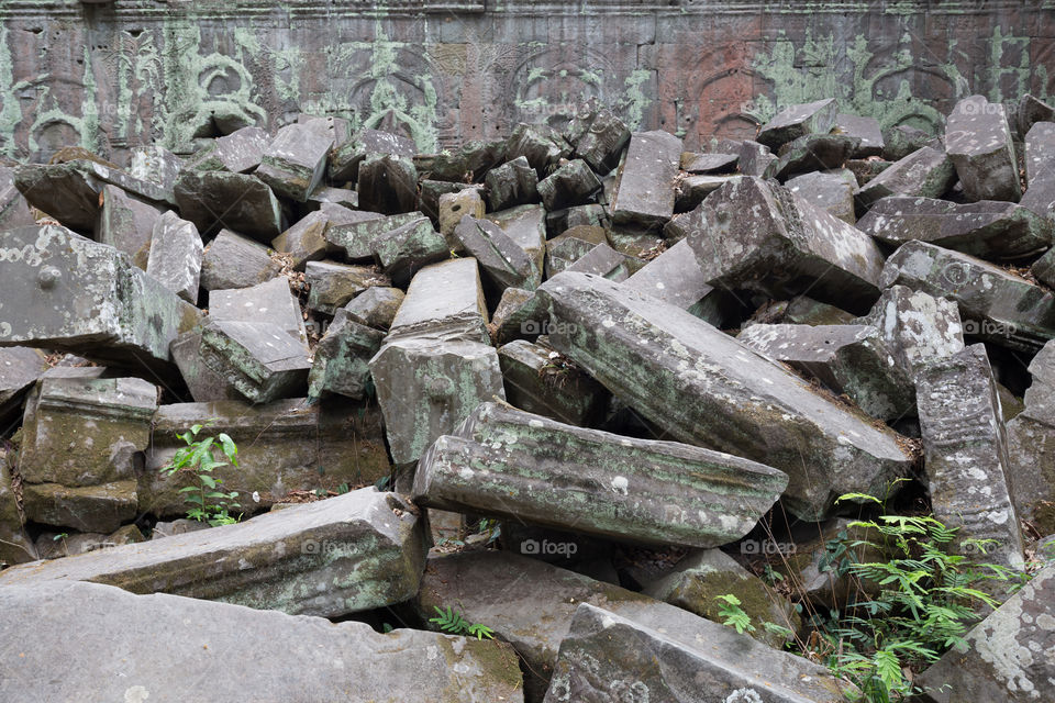 Ruined stone of the old temple in Siem Reap Cambodia 