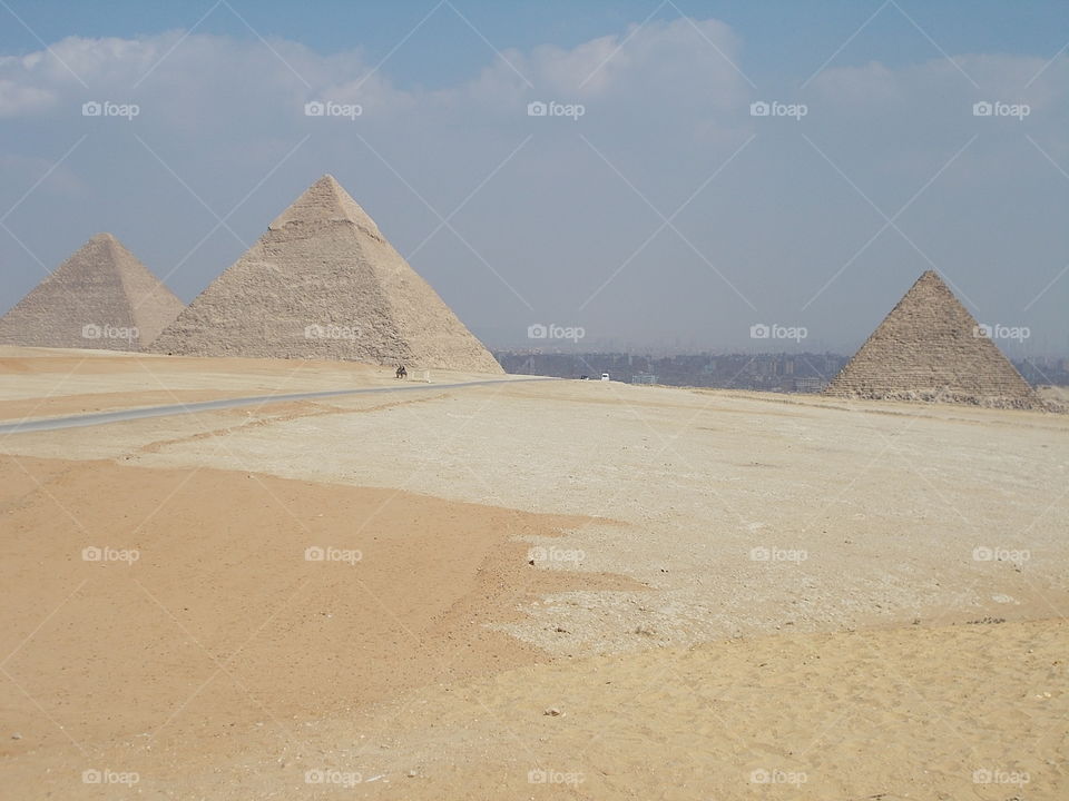 Panoramic shot of the Pyramids of Giza