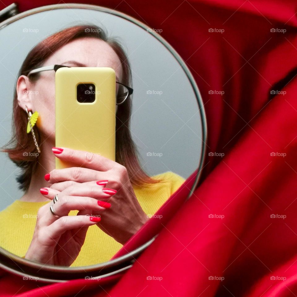 Red nails. Manicure. Woman with red nails.