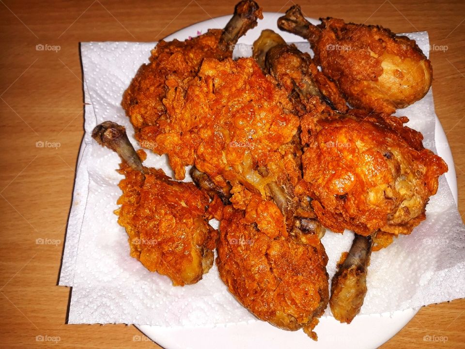 Chicken legs in corn flakes