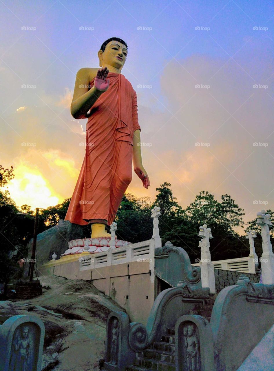 Tallest Walking Buddha Statue In Ranawana Temple Sri Lanka