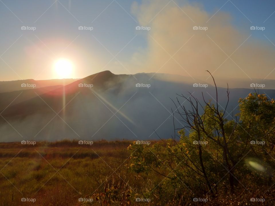 Volcano during sunset 