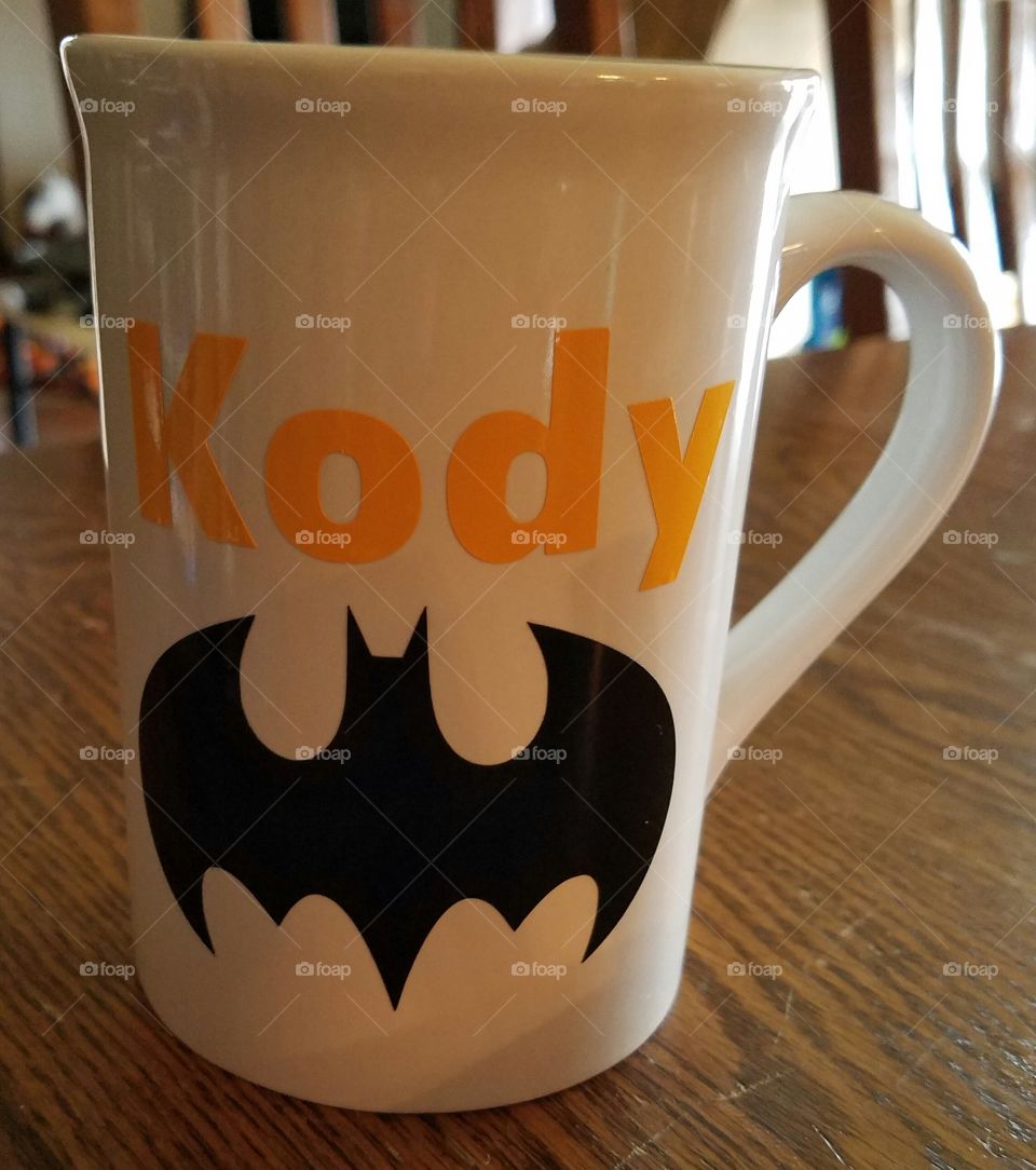 Batman Kody's coffee cup.