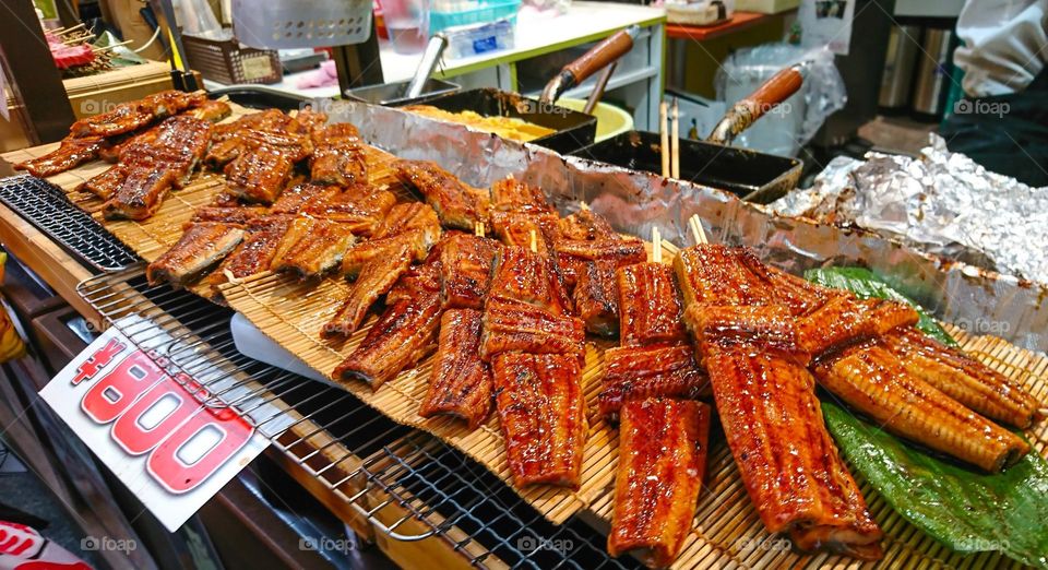 So many grilled eels was sold in kuromon.