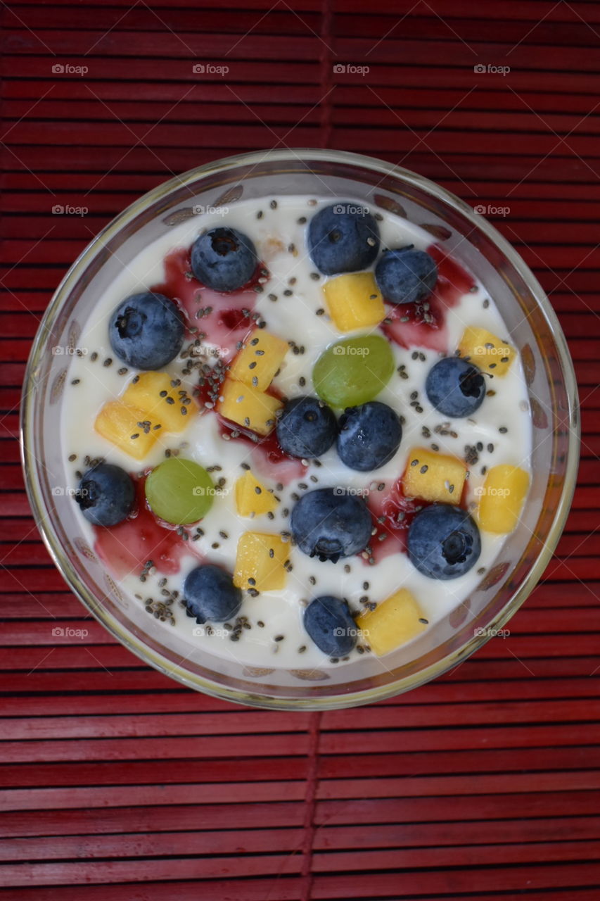 Delicious yogurt fruits