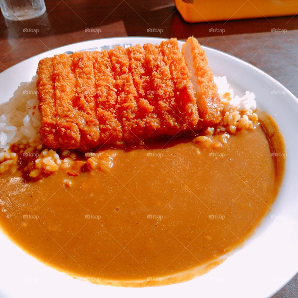 Chicken cutlet curry and rice