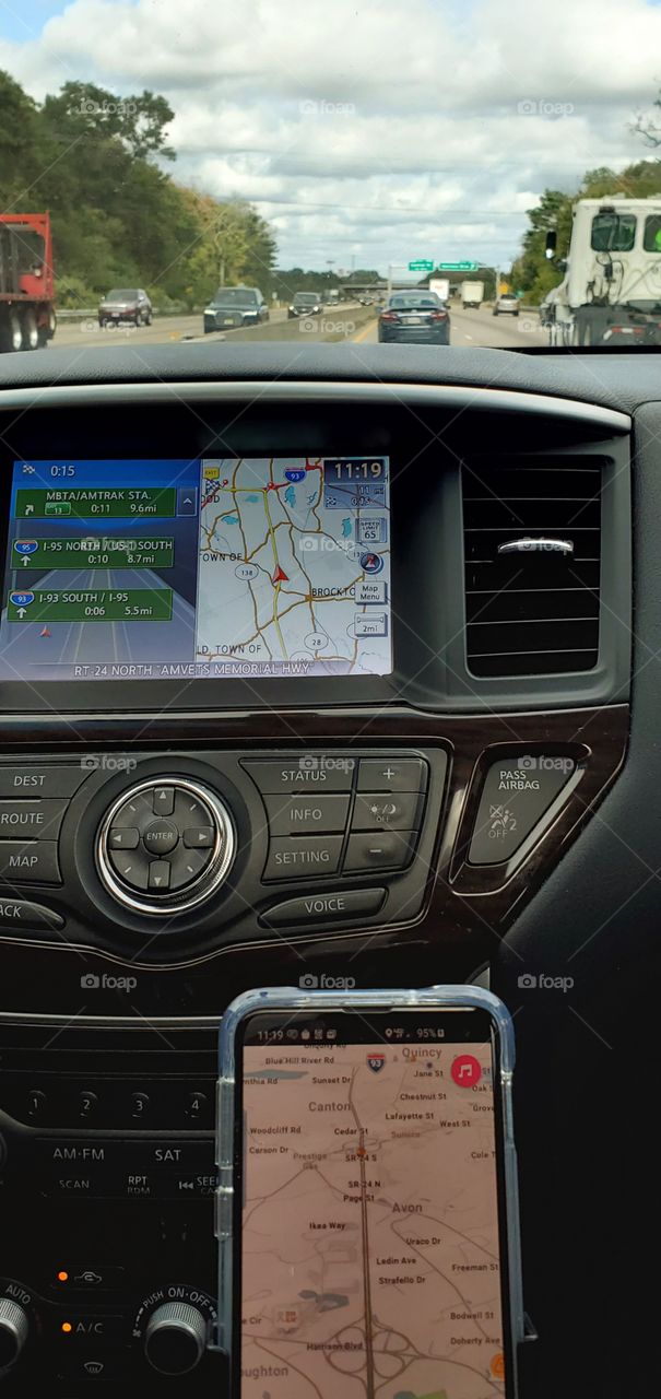 GPS systems in Nissan vehicle to make sure we don't get lost on road.