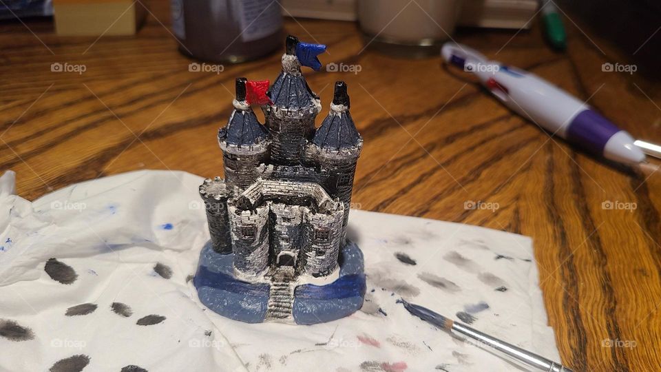 tiny painted ceramic castle