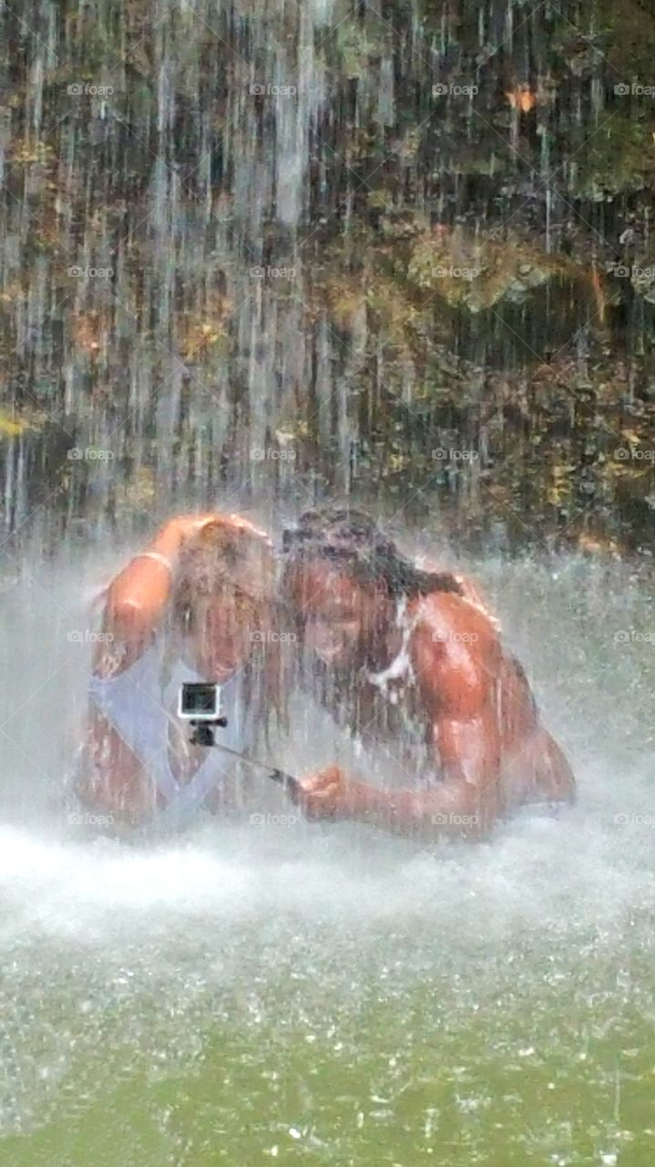 getting plummeted by waterfalls, Diamond botanical garden, St Lucia