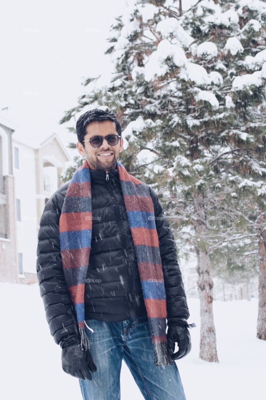 Young man in snow 