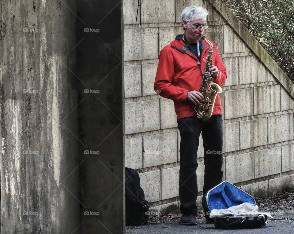 Street Performer Playing Saxophone