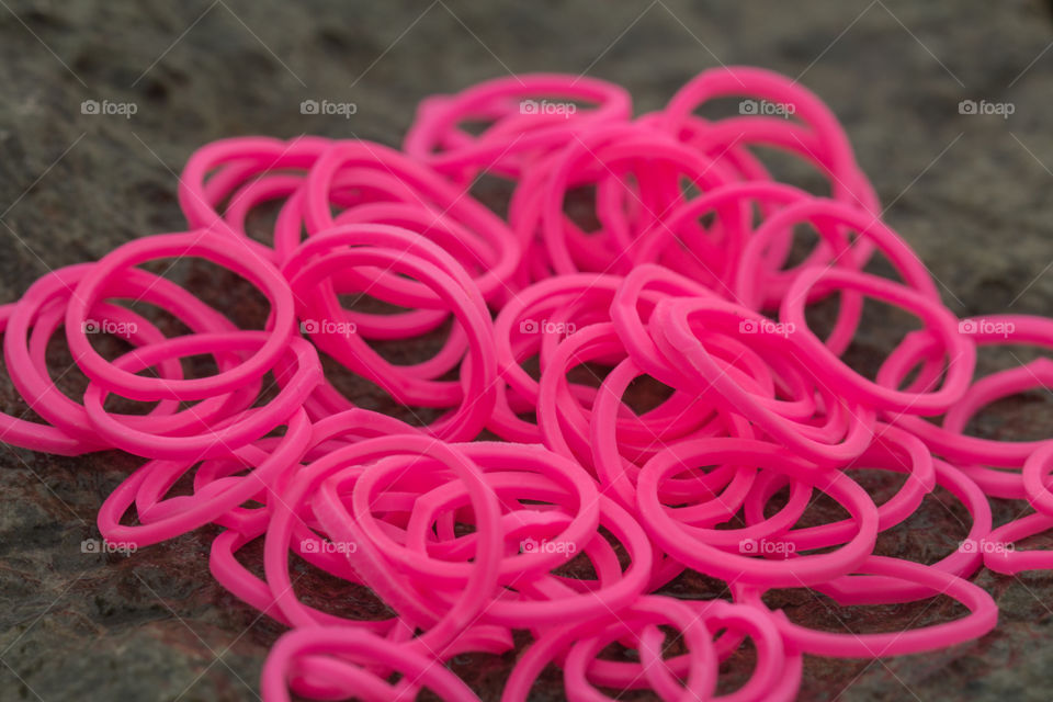 Close-up of pink rubber bands