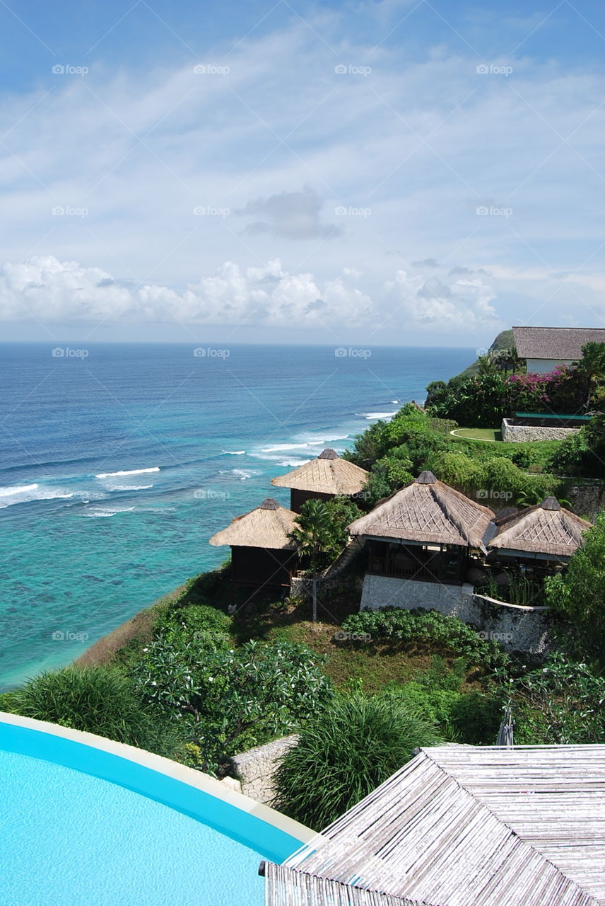 Overlooking view from a beach villa in Bali, Indonesia
